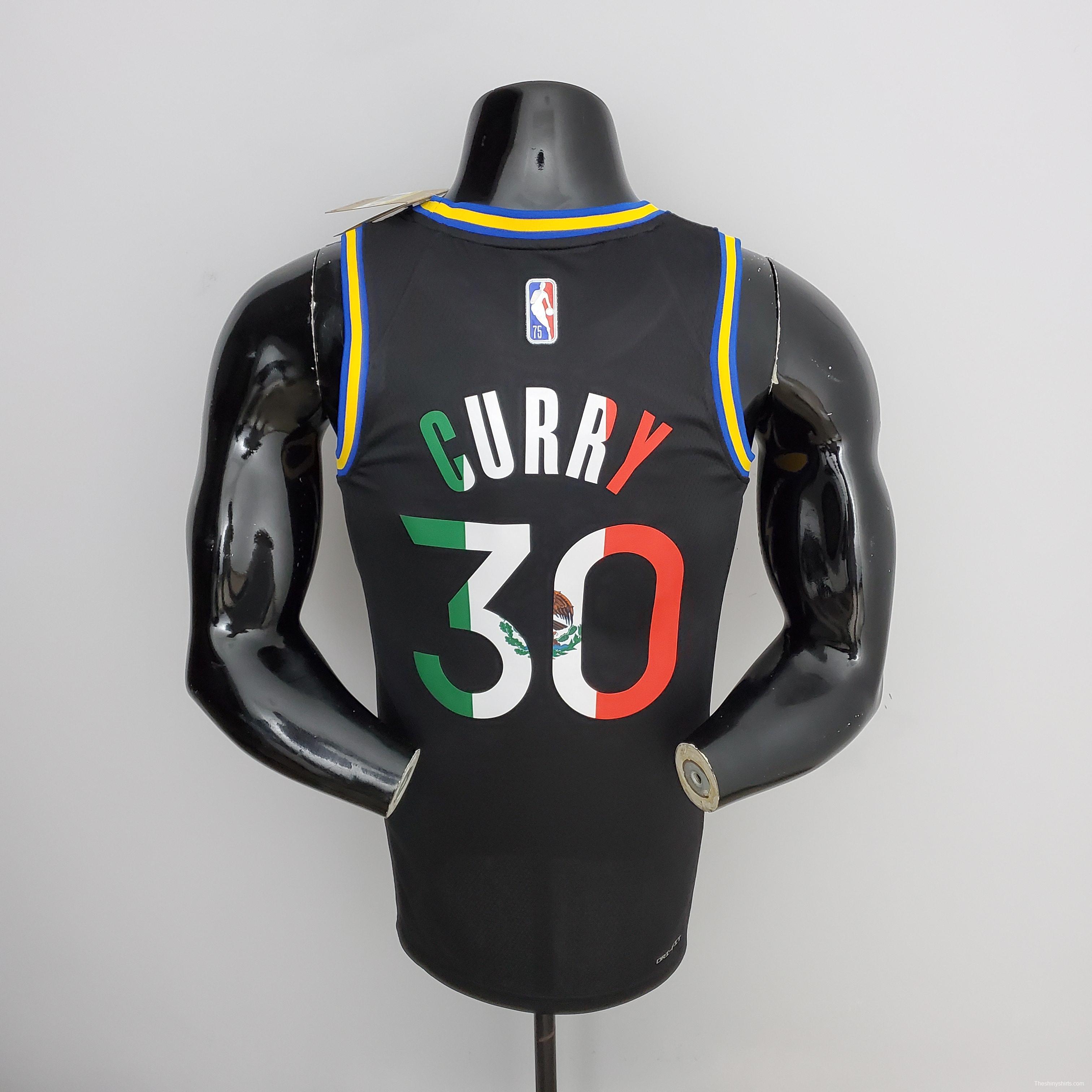 2022 75th Anniversary Golden State Warriors Curry #30 Mexico Edition Black NBA Jersey