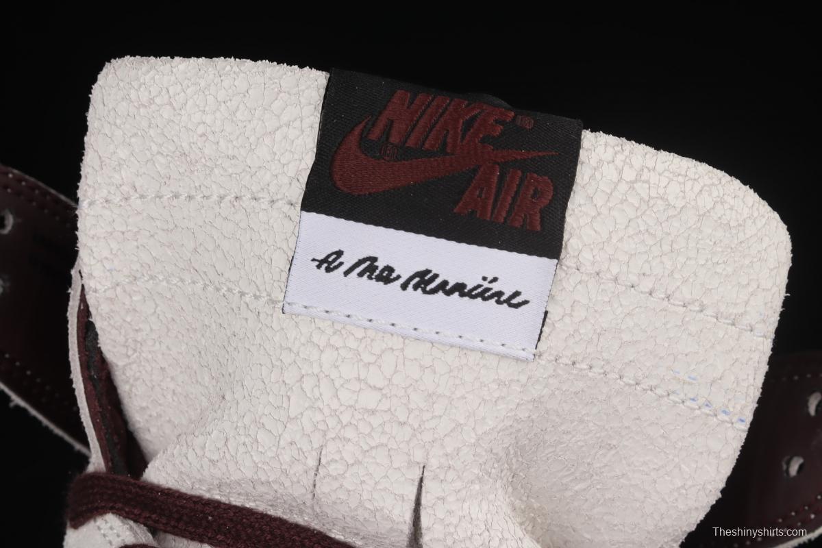 A Ma Maniere x Air Jordan 1 High OG co-branded snakeskin high top basketball shoes DO7097-100