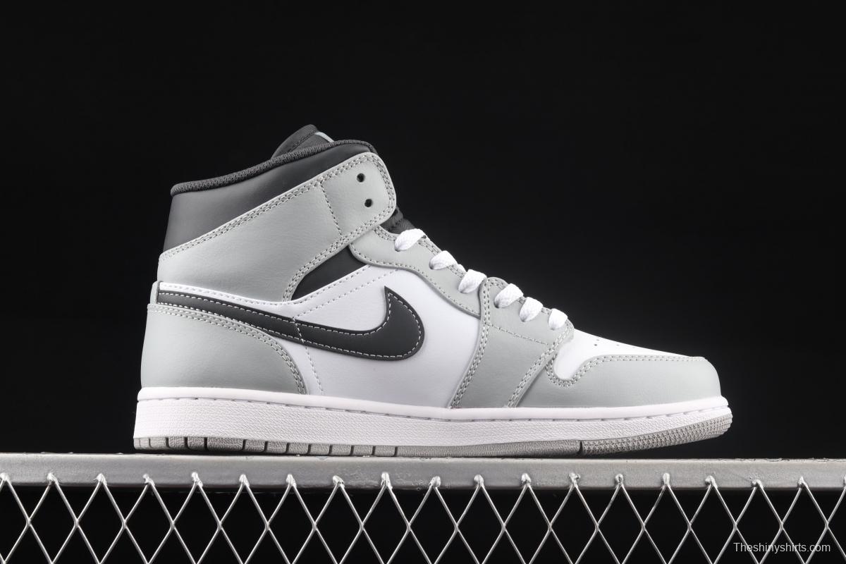 Air Jordan 1 Mid gray-white and black Dior Zhongbang casual board shoes 554724-078