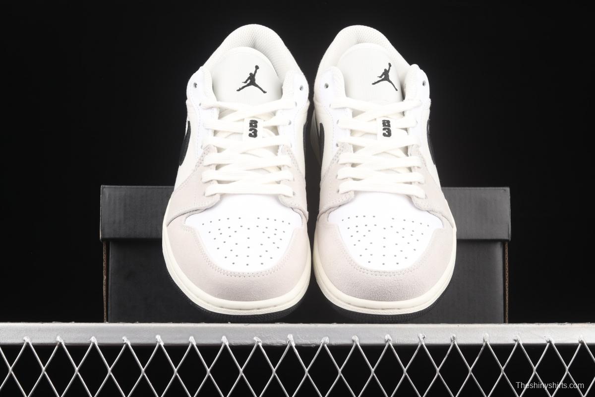 Air Jordan 1 Low white and black canvas splicing low side culture leisure sports board shoes DC3533-100