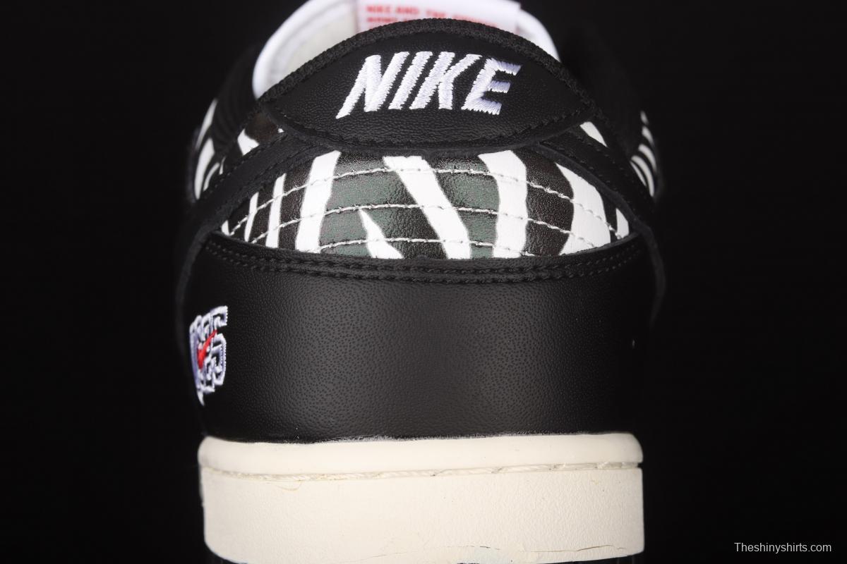 Quartersnacks x NIKE SB DUNK Zebra black and white zebra stripes joint style low-side sports and leisure board shoes DM3510-001