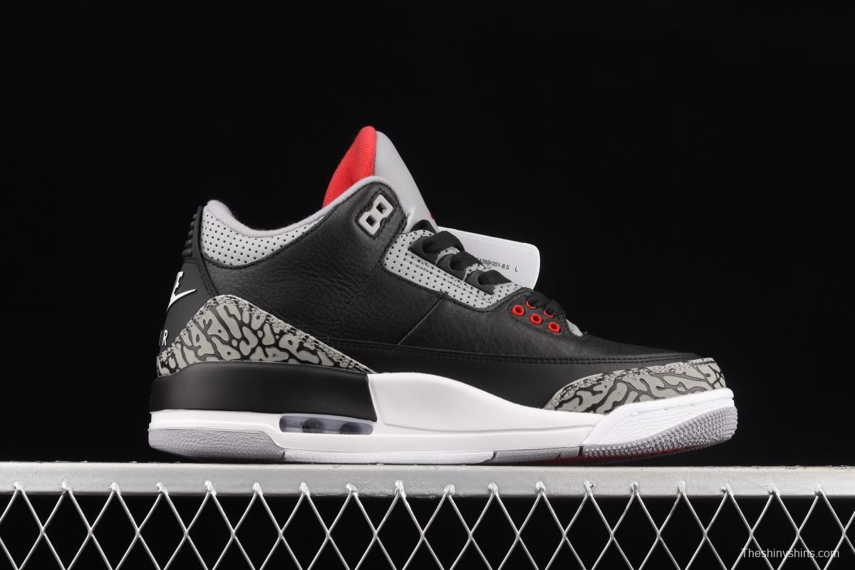 Air Jordan 3 Retro Black Cement (2018) AJ3 Joe 3 re-engraved black cement 854262-001