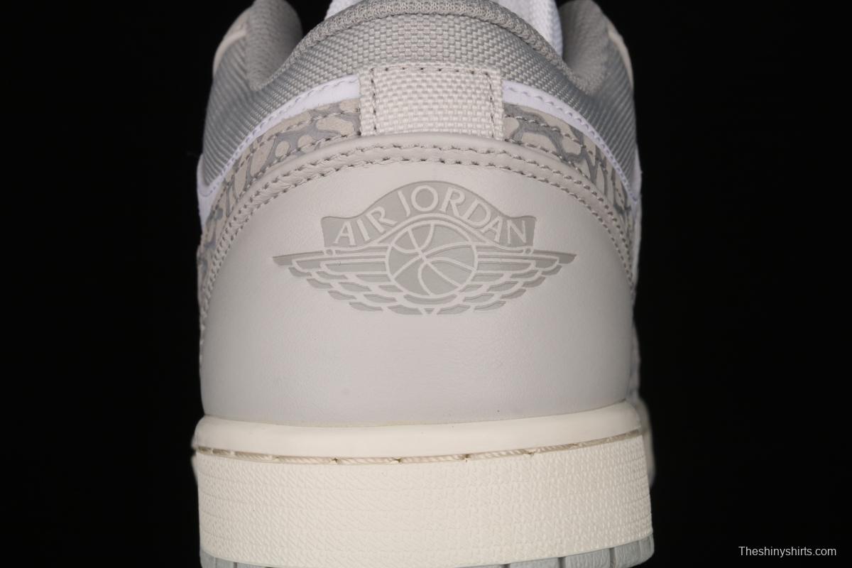 Air Jordan 1 Low Prm Elephant Print low side white ash explosion crack DH4269-100