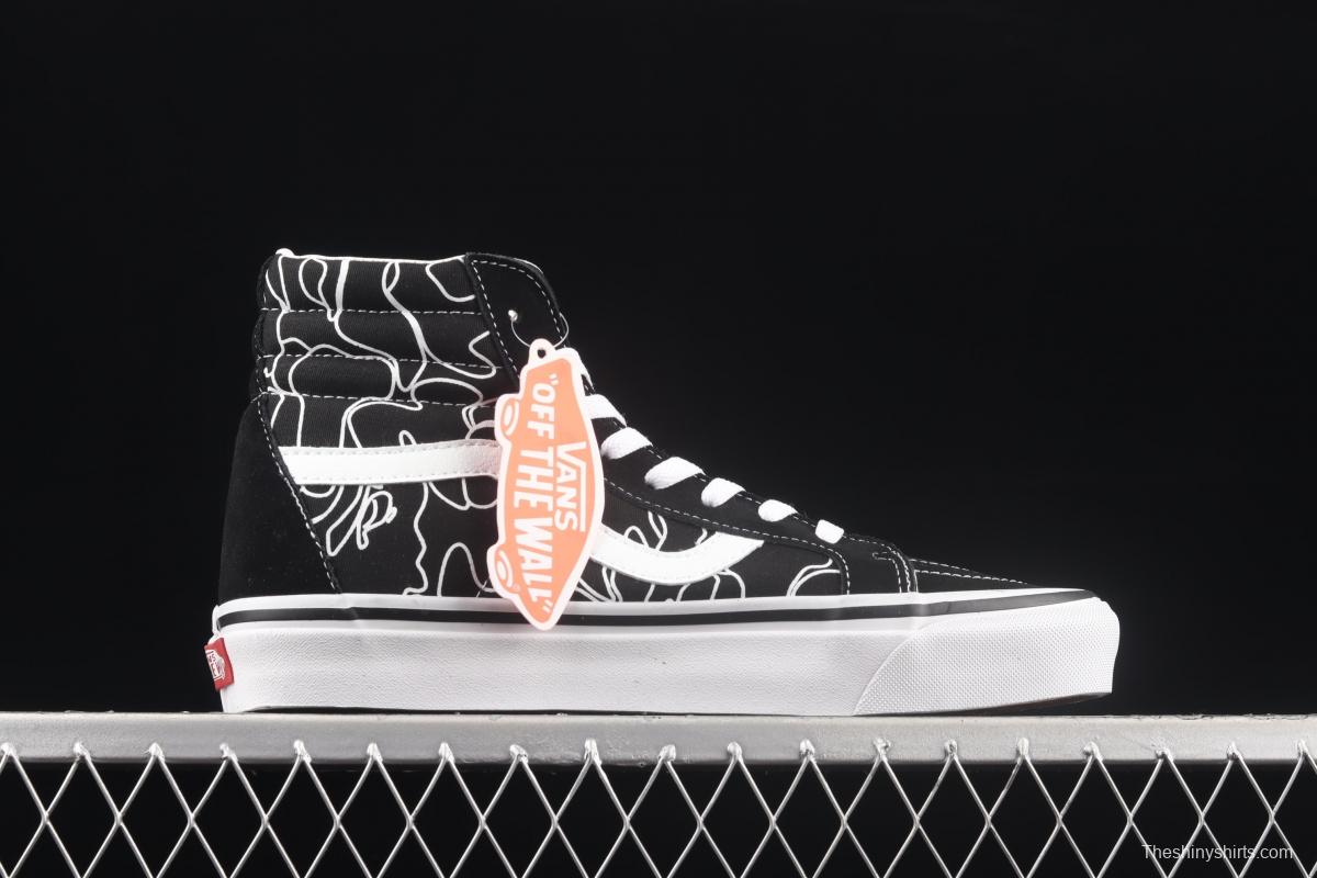 Vans Sk8-Hi BAPE co-signed Anaheim black and white classic high top casual board shoes VN0A38GF7BG