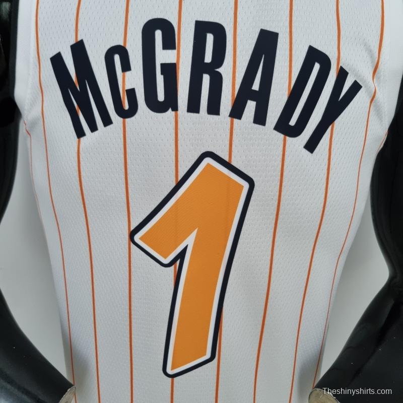 75th Anniversary Orlando Magic McGrady #1 White And Orange NBA Jersey