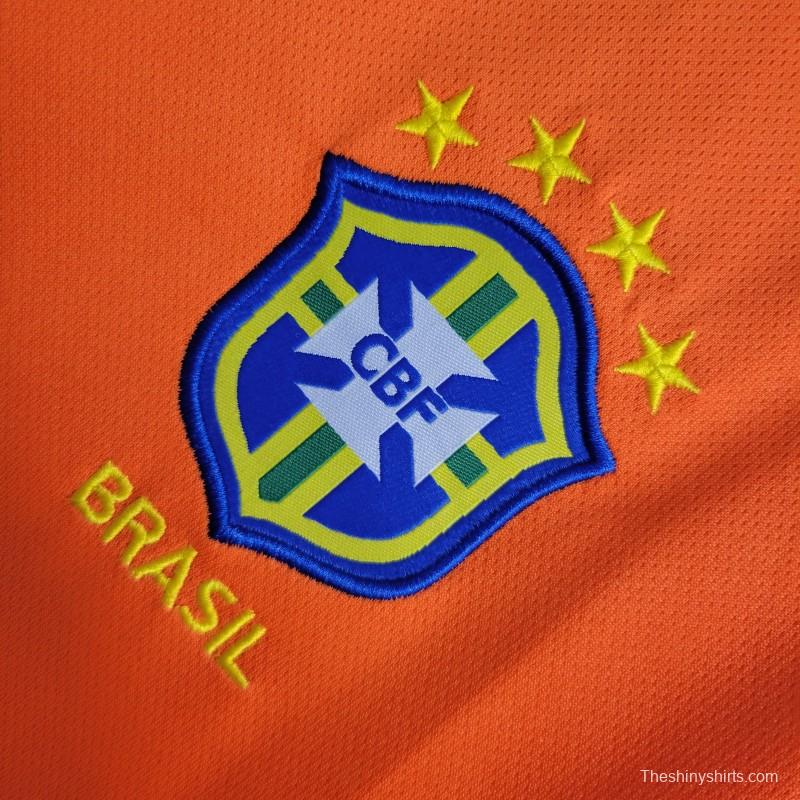 Retro Long Sleeve 1998 Brazil Goalkeeper Orange Jersey