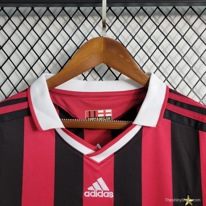 Retro Long Sleeve 2009-10 AC Milan Home Jersey