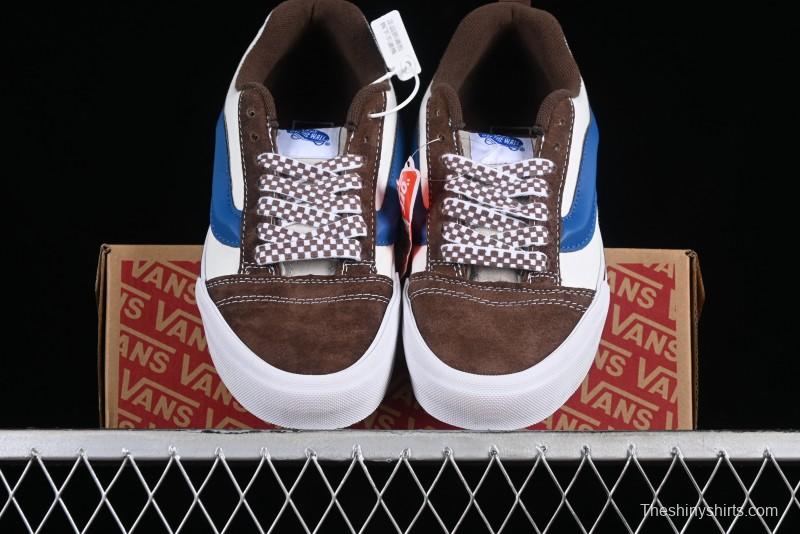 Vans Classics Knu Skool White Blue Brown Colorblock Chunky Tongue Skate Shoes - VN0009QCDMV