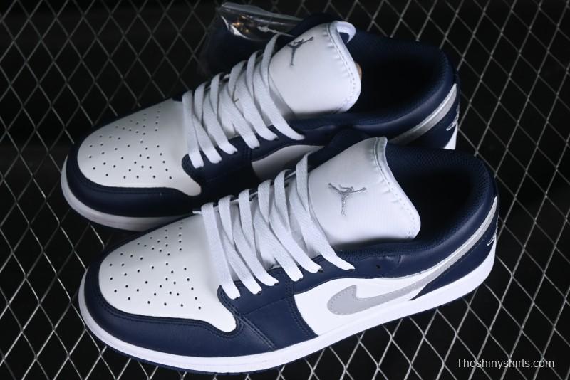 Nike Air Jordan 1 Low AJ1 White Blue Grey Low Top Lifestyle Basketball Shoes - 553558-141