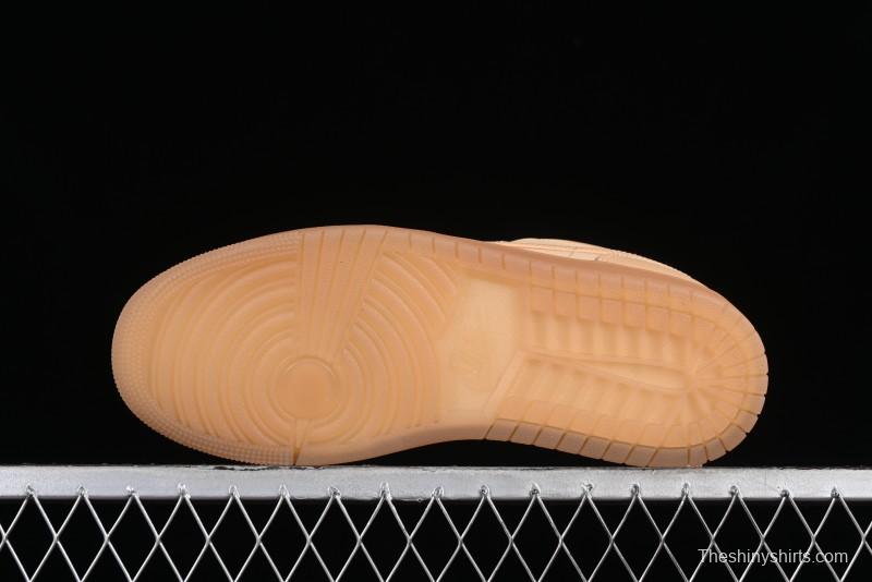 Nike Air Jordan 1 Low AJ1 Lifestyle Basketball Shoes in Warm Yellow with Gum Sole - FZ3972-294