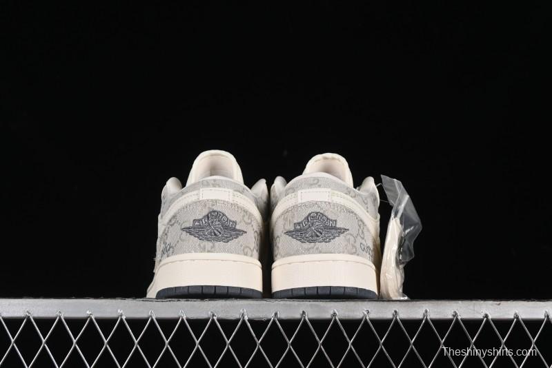 Nike Air Jordan 1 Low Gucci Collaboration - Smoke Grey Pattern High-End Custom Retro Basketball Shoes - DM5688-101