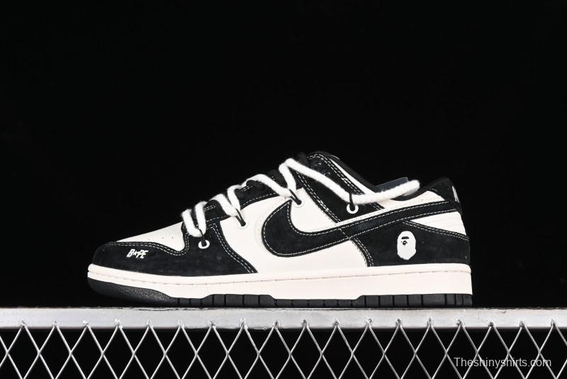 Nike SB Dunk Low BAPE Collaboration Strap Black Hook Anniversary Custom Low-Top Casual Sneakers - SJ2068-269