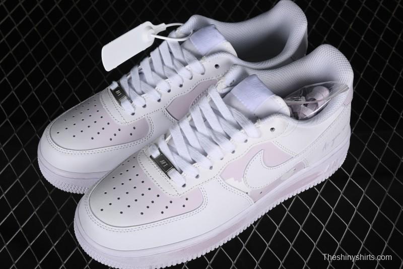 Nike Air Force 1 '07 Low Casual Sneakers with Anime-inspired White Pink Purple Spray Paint Design - CW2288-111