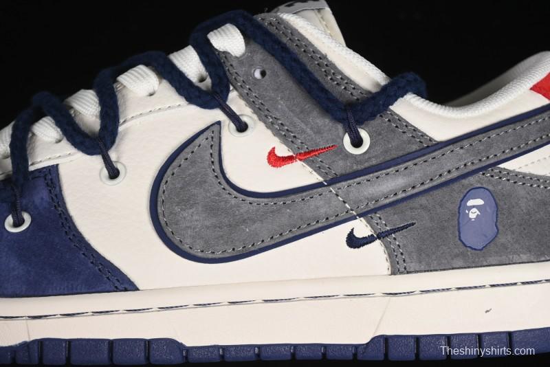 Nike SB Dunk Low BAPE Collaboration - Strap Multi-Color Grey Swoosh Anniversary Custom Low-Top Casual Sneakers - SJ2068-278