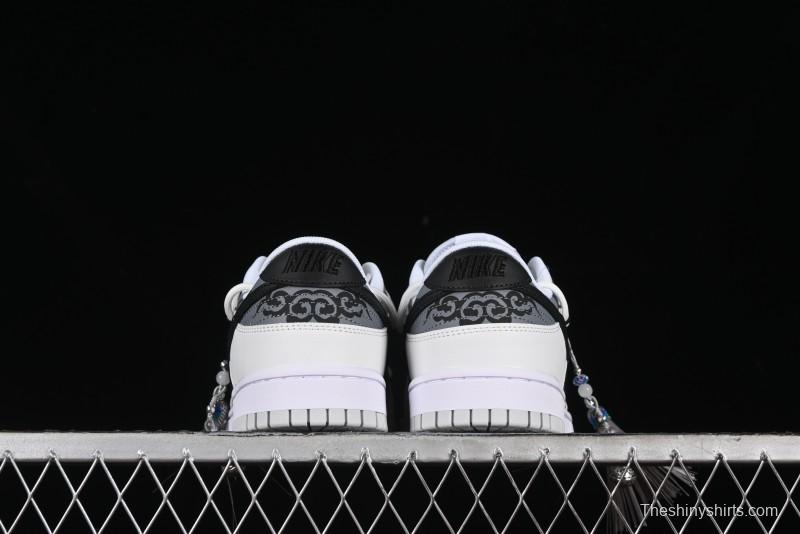 Nike Dunk Low CNY Year of the Dragon Limited Edition SB Lace-Up Casual Sneakers with Silver-White Design - DV0831-101