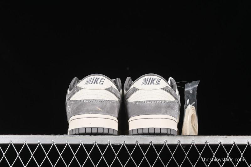 Nike SB Dunk Low Stussy Collaboration - Grey Pig Suede Patchwork Anniversary Custom Low-Top Casual Skate Shoes - CF3688-016