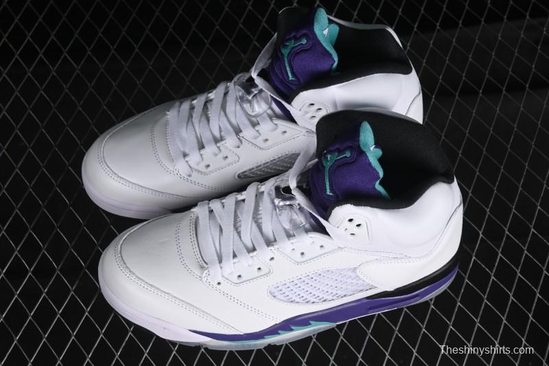 Nike Air Jordan 5 Retro Sneakers in White and Purple Grape Colorway - 136027-108