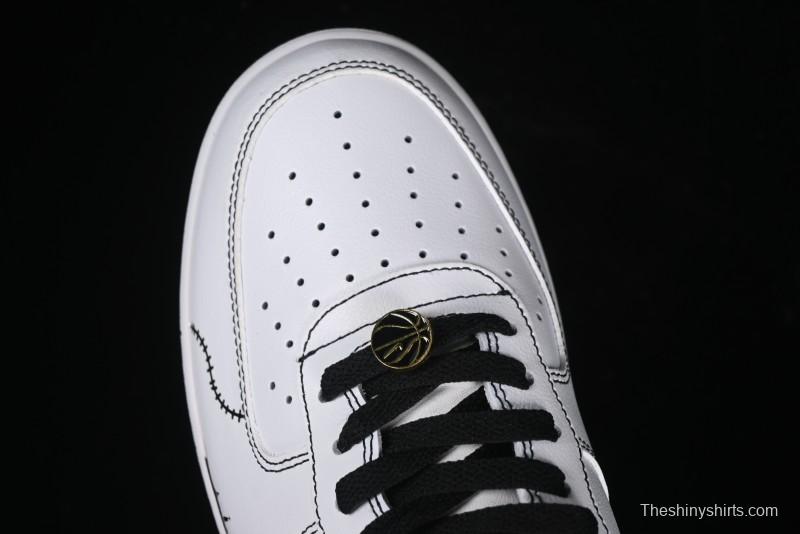 Nike Air Force 1 '07 Low Casual Sneakers with Black and White Hand-Drawn Anime Design - CT2585-100