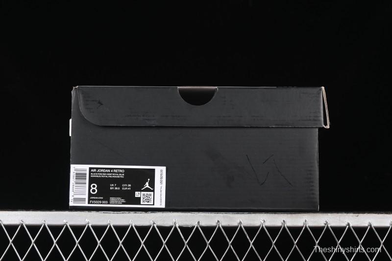 Nike Air Jordan 4 Retro Basketball Shoes in Black, Blue and Neutral Grey - FV5029-003