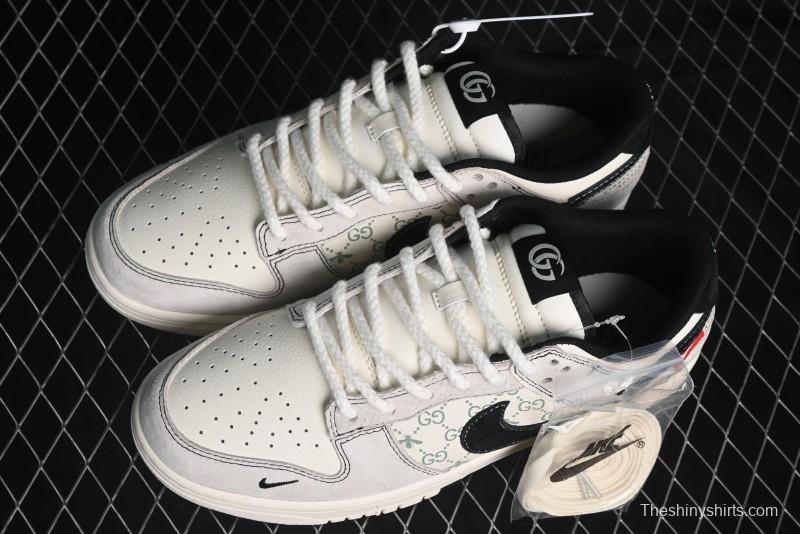Nike SB Dunk Low Gucci Collaboration - Bumblebee Series Grey Black Hook Anniversary High-End Custom Low-Top Casual Skate Shoes - MM1089-029