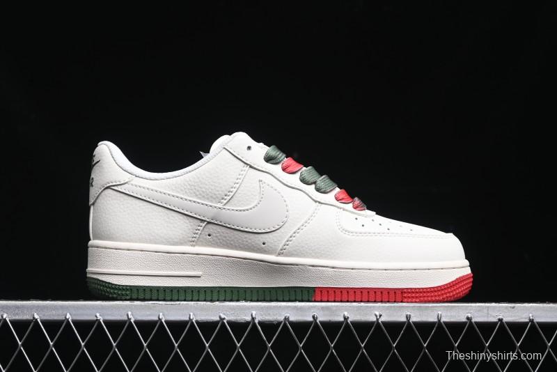 Nike Air Force 1 '07 Low The North Face Collaboration - Beige Red Green Color Block Low-Top Casual Sneakers - XZ6188-011