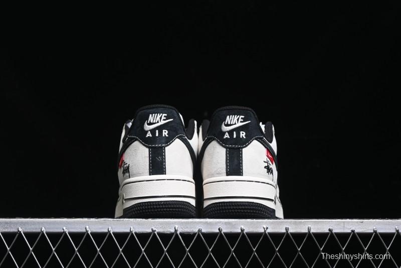 Nike Air Force 1 '07 Low Stussy Collaboration - AF1 Light Grey Red Tag Low-Top Casual Sneakers SJ6698-009