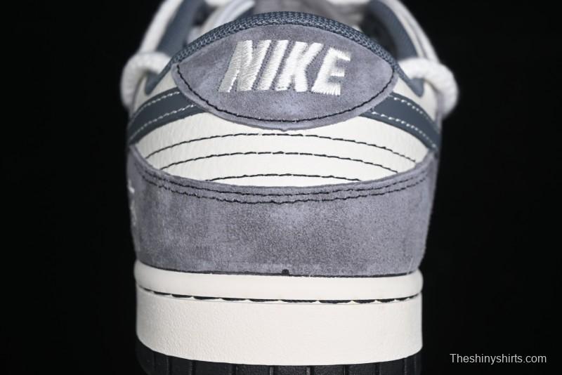 Nike SB Dunk Low Stussy Collaboration - Lace-Up Beige Grey Hook Anniversary High-End Custom Low-Top Casual Skate Shoes - YX5066-206