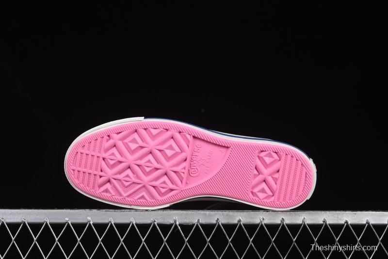 Converse Chuck 1970s High Top Casual Sneakers with Star Stitching and White-Pink-Blue Mismatched Design - A15744C