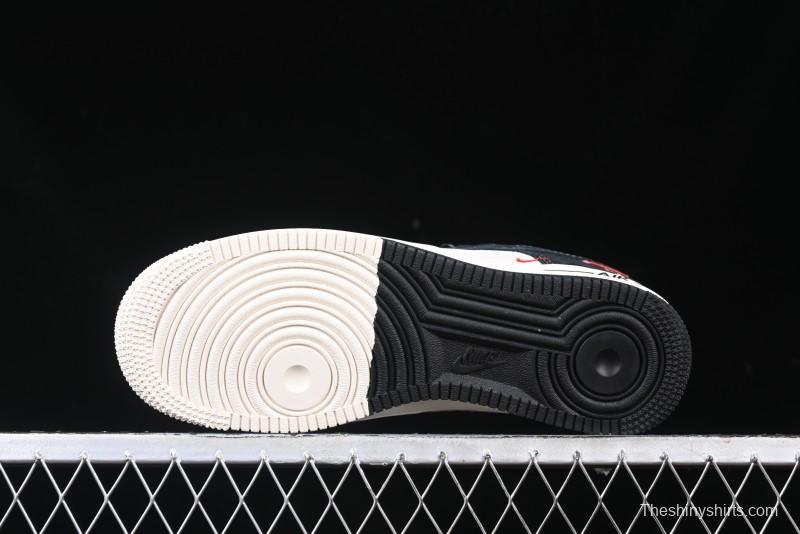 Nike Air Force 1 '07 Low Supreme Champion Collaboration Beige Black Mini Swoosh Casual Sneakers - SJ6698-019