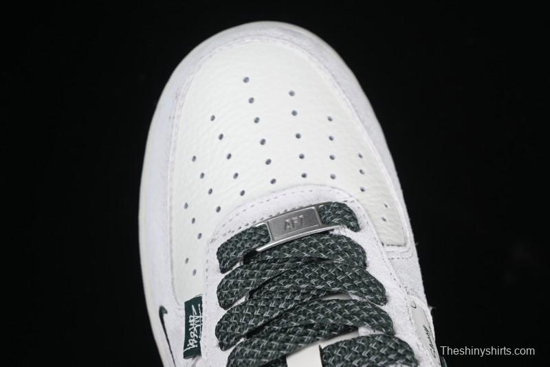 Nike Air Force 1 '07 Low Stussy Collaboration Green Suede Swoosh Low-Top Casual Sneakers - CH6336-511