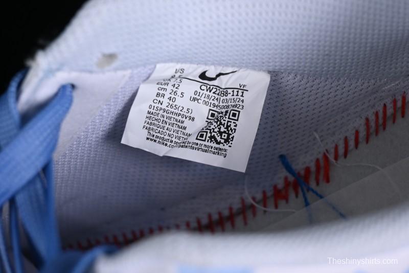 Nike Air Force 1 '07 Low Witch Collaboration Custom Leather Sneakers with Skull Design and Gradient White-Blue - CW2288-111