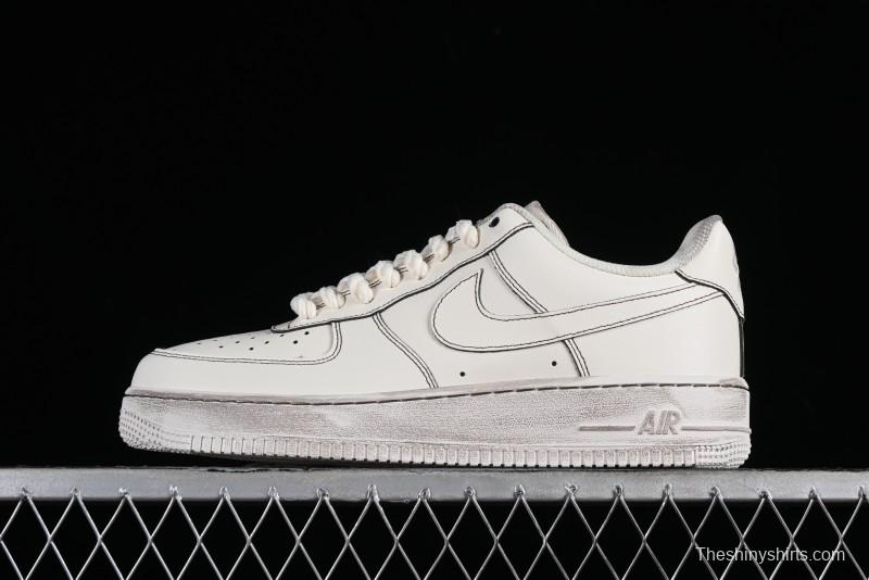 Nike Air Force 1 '07 Low Casual Sneakers with Hemp Rope Laces and Distressed Design - 315122-333
