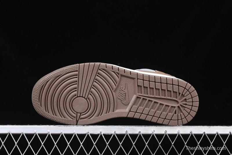 Nike Travis Scott x Fragment Design x Air Jordan 1 Low OG SP AJ1 Bape Collaboration Tea Brown Low-Top Casual Sneakers - BB6511-627