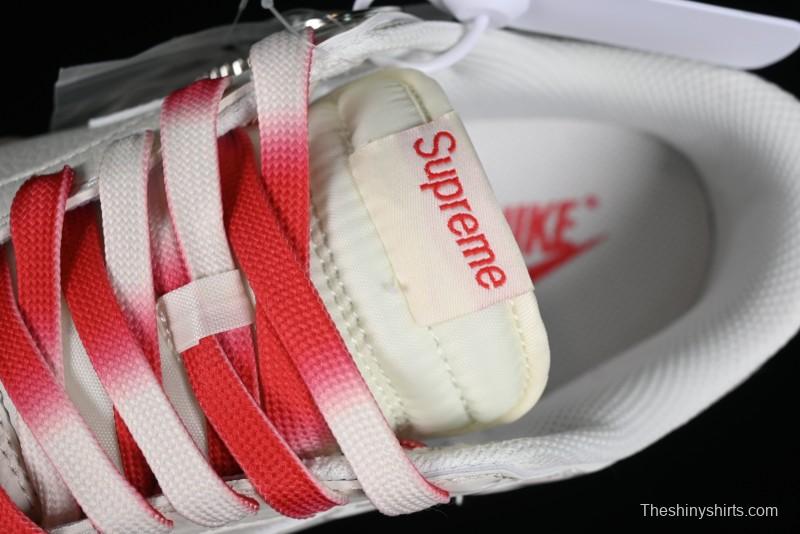 Supreme x Nike SB Dunk Low Anniversary Custom White Red Colorway Low-Top Casual Skate Shoes - BB8657-107