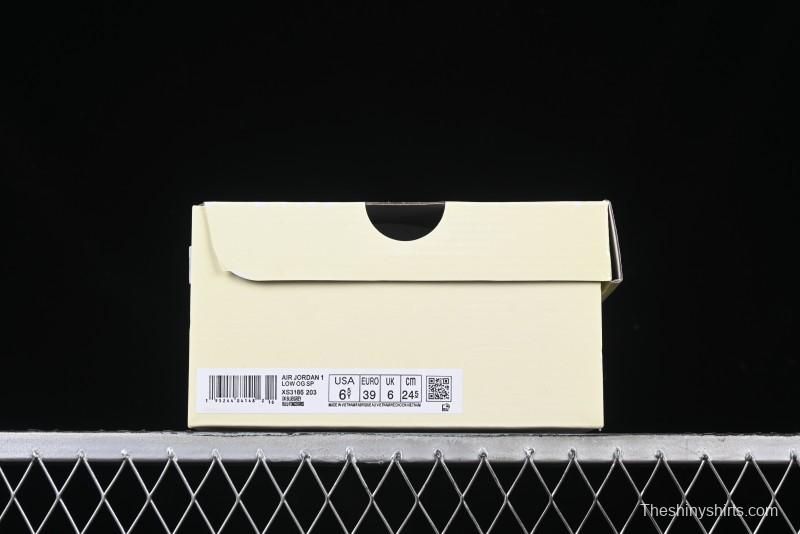 Nike Travis Scott x Fragment Design x Air Jordan 1 Low OG SP AJ1 Graffiti Drawstring Low-top Casual Sneakers - XS3186-203