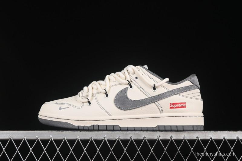 Nike SB Dunk Low Sup Series Strap White Grey Hook Anniversary High-End Custom Low-Top Casual Skate Shoes - YX5066-281