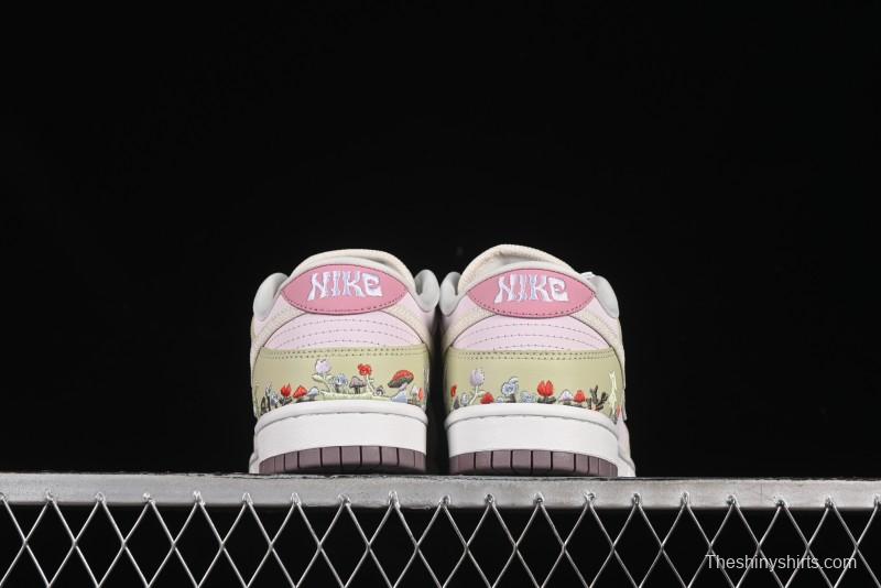 Nike Dunk Low Mushroom Floral-Themed Low-Top Casual Skate Shoes - IB8876-661