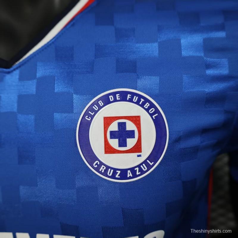 Player Version 25/26 Cruz Azul Home Blue with Digital Pixel Pattern Jersey