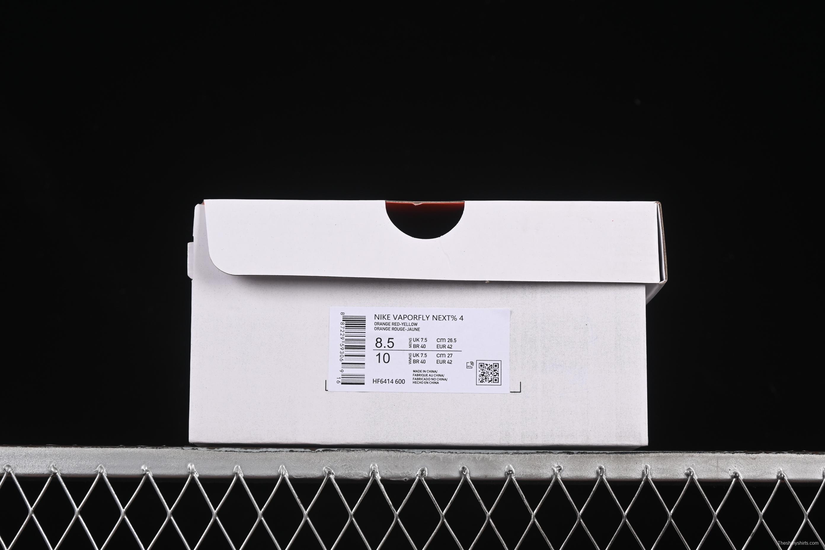 Nike ZoomX Vaporfly NEXT% 4 Marathon Series Road Racing Ultra-Light Cushion Running Shoes - HF6414-600