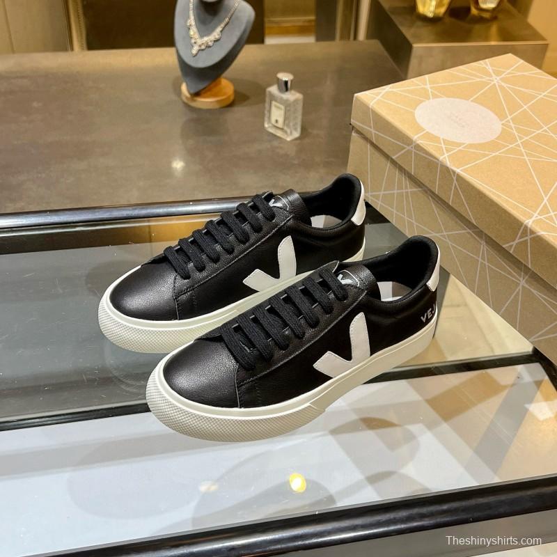 2025 Unisex VEJA Black White Leather Sneakers