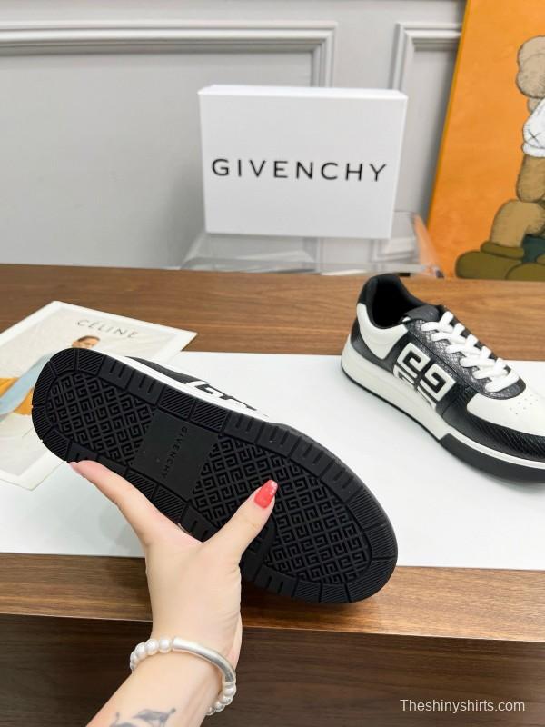 2024 Unisex Givenchy Black White Leather Sneakers