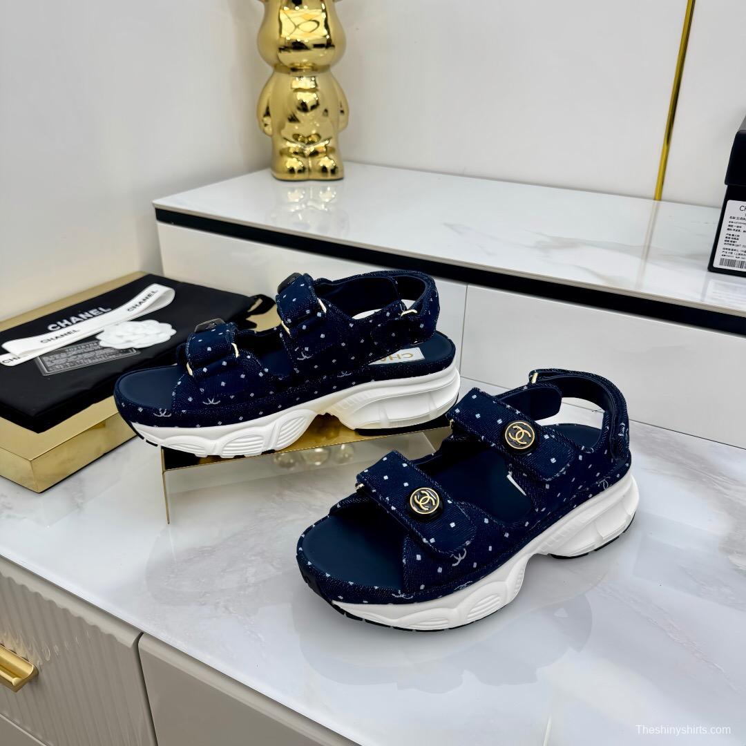 2025 Women Chanel Navy Denim Sandal Sneakers LY00330