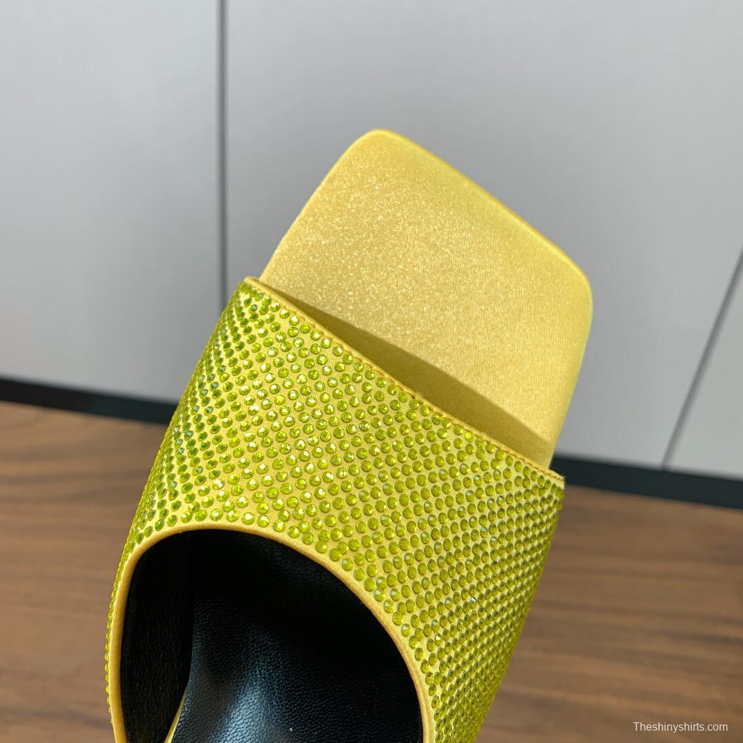 2025 Women VERSACE Yellow Leather Slippers