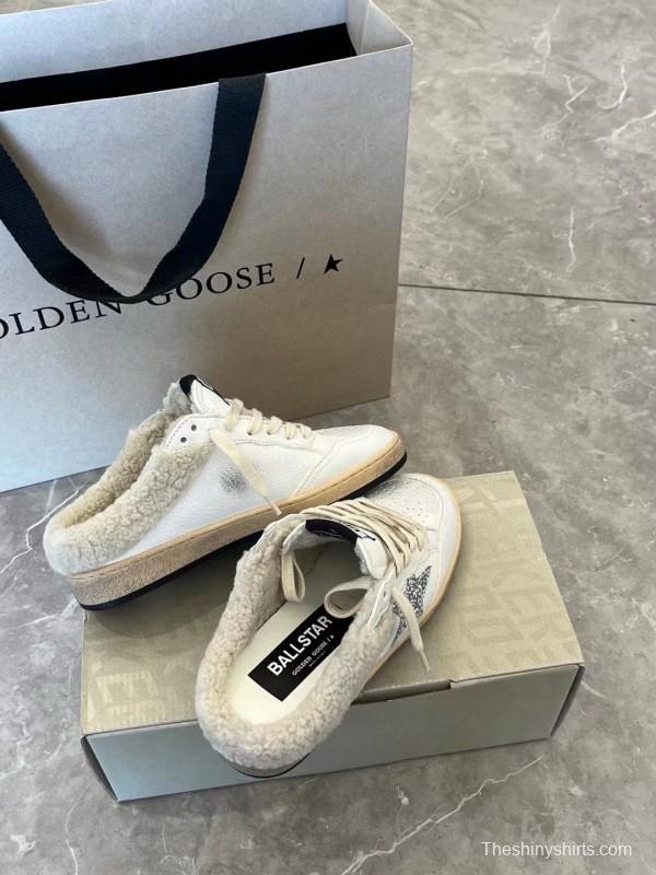 2024 GGDB white silver leather shearling sneakers MJ00280