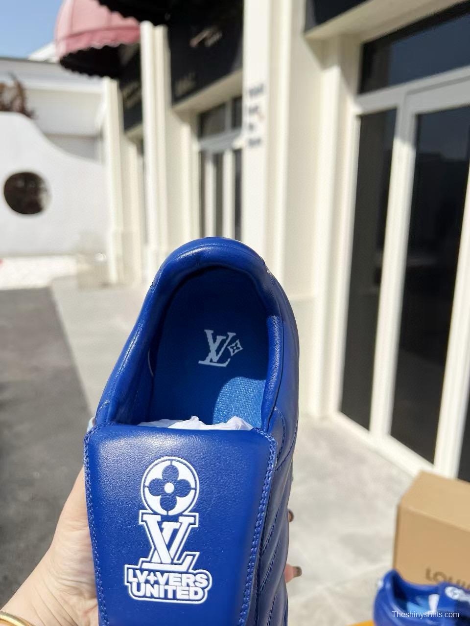 2025 Unisex Louis Vuitton Blue Leather Sneakers MJ00380(F/M)