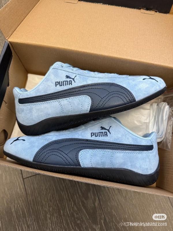 2025 Women Puma Light Blue Black Suede Casual Sneakers KFY00260