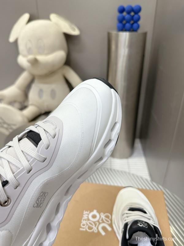 2025 Women Loewe White Black Leather Sneakers