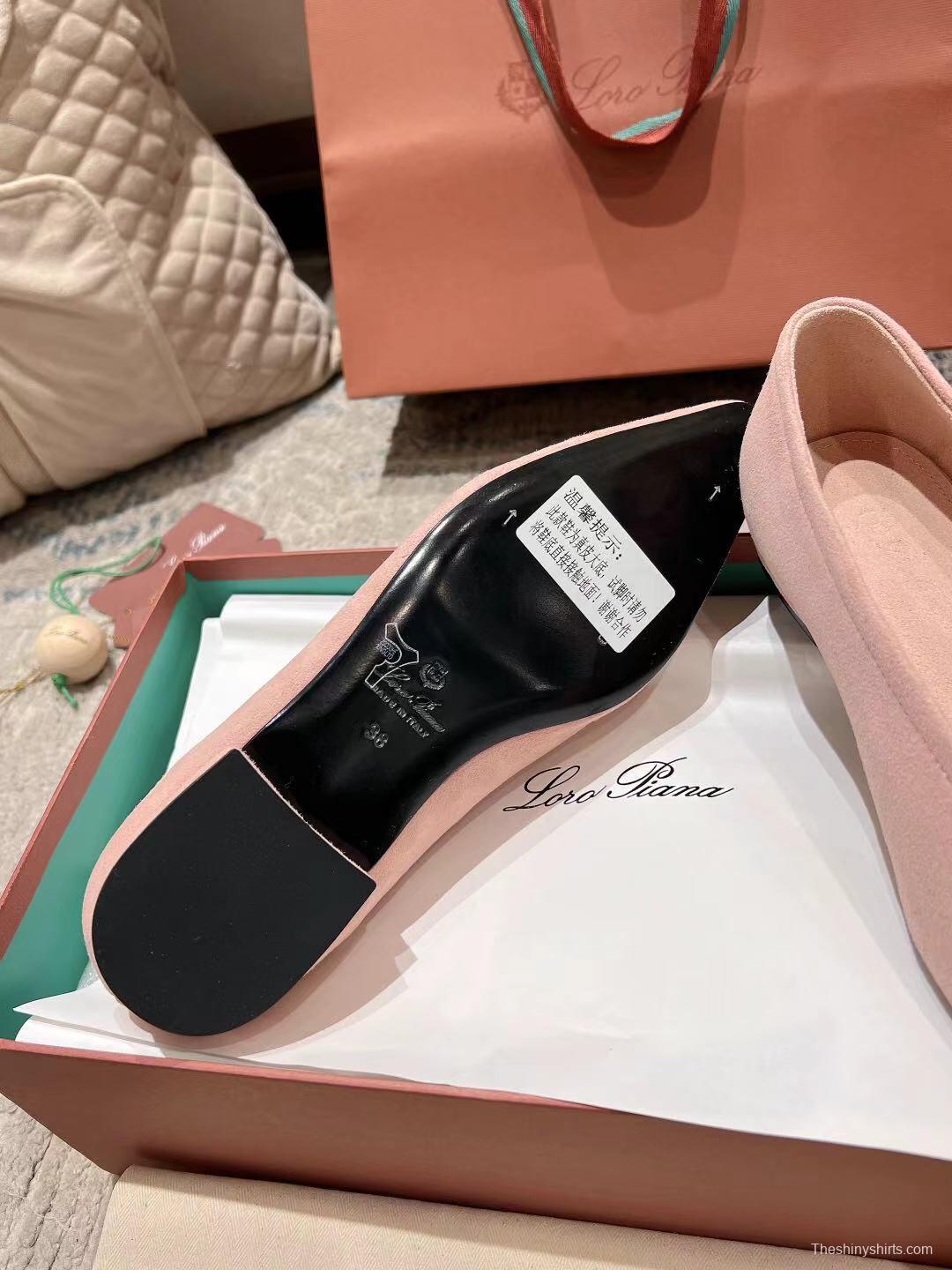 2025 Women LP Pink Suede Ballet Flats LY00300