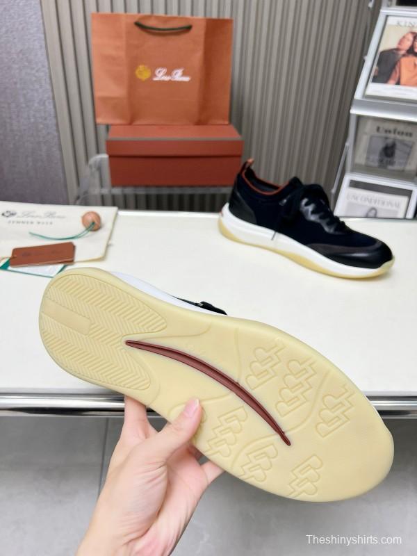 2024 Men Le Parmentier Black Grey Mesh Leather Sneakers