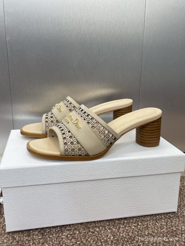 2025 Women Dior Beige Leather Sandals